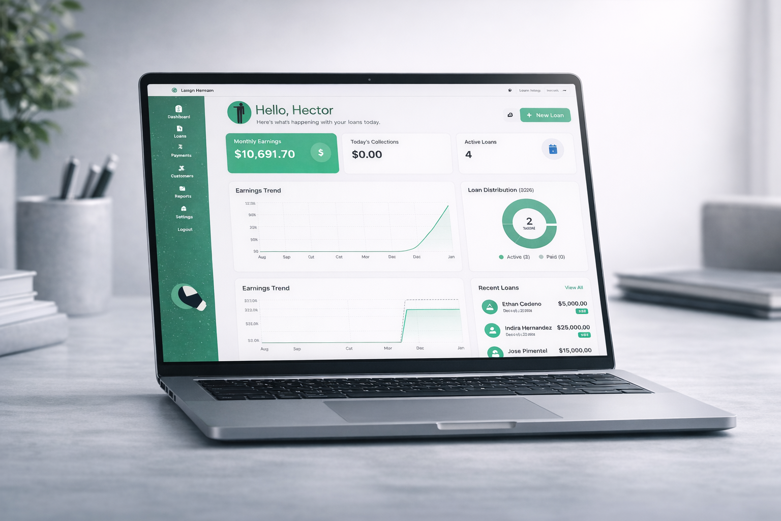 LoanAdmin web dashboard